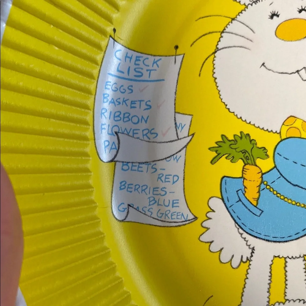 Vintage Hallmark 1976 Yellow Easter Bunny & Chick Dessert Paper Plates